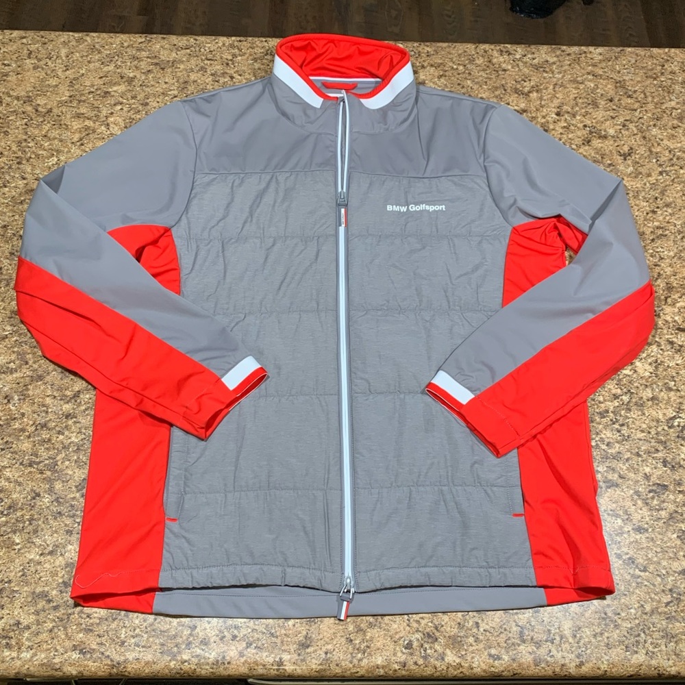 NEW NWOT Womens BMW GOLFSPORT Jacket Coat Gray & Red Full Zip